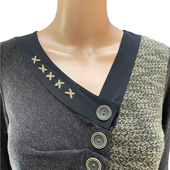 Dolceeeza long sleeve boho fit and flare tunic style v neck style stretch top - Picture 3 of 14